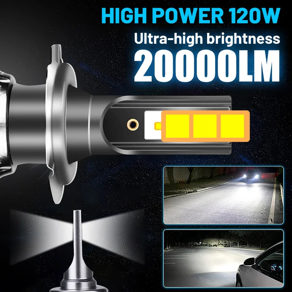 H4 LED Headlight 20000LM 120W LED H7 H1 H11 H8 H9 9005 9006 HB3 HB4 4300K 6500K 8000K PTF Ice Bulbs Fog Lights 2PCS BULLVISION