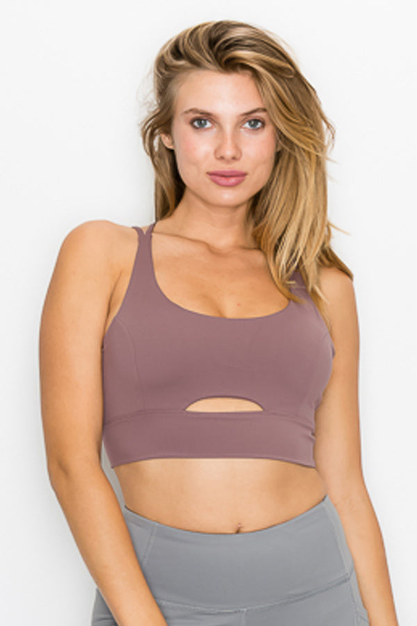 Cross Back Front Slit Sports Bra