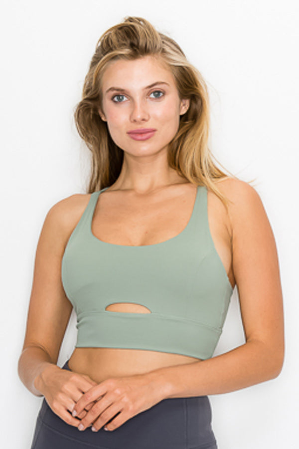 Cross Back Front Slit Sports Bra