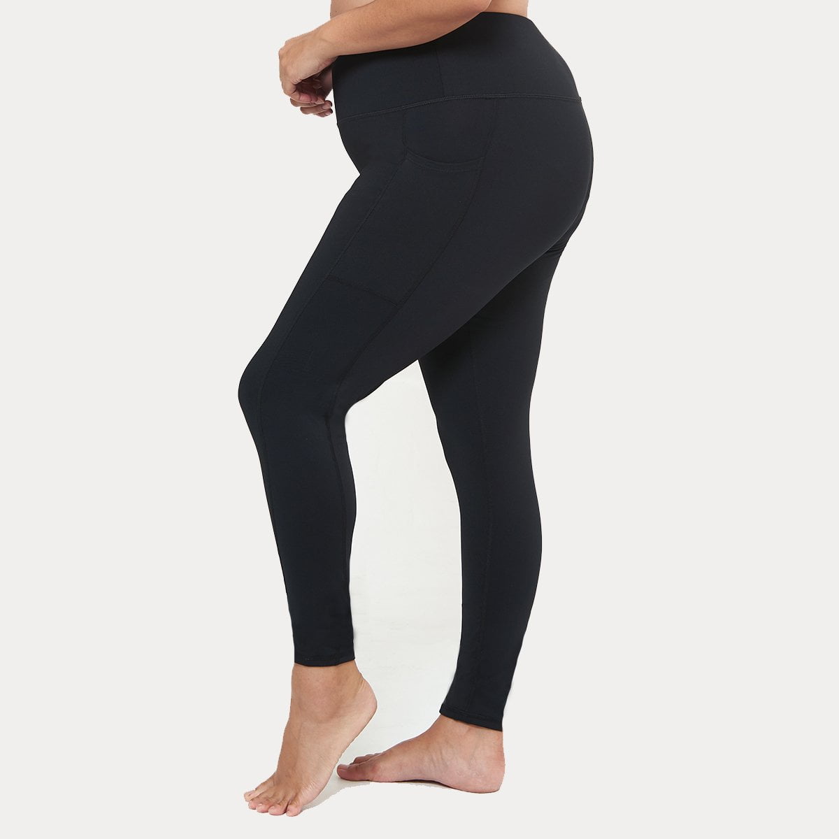 Hi-Rise Square Pocket Leggings - Black Solid