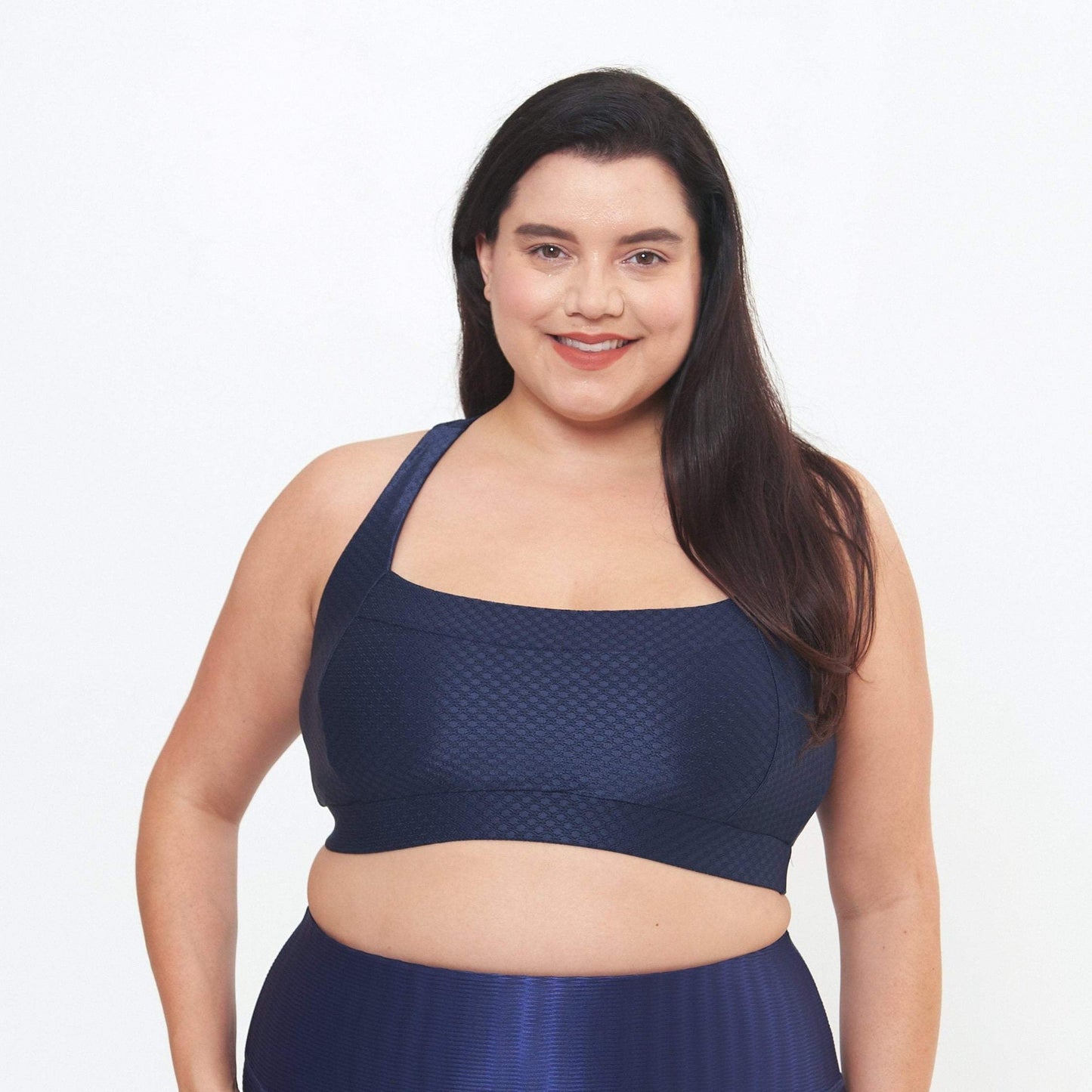 Square Neck Performance Bralette -Midnight Circles Pattern